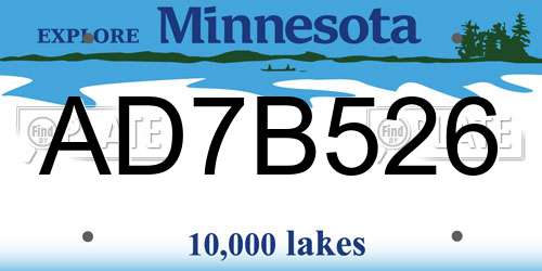 AD7B526 Minnesota License Plate