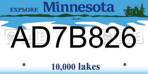 AD7B826 Minnesota License Plate