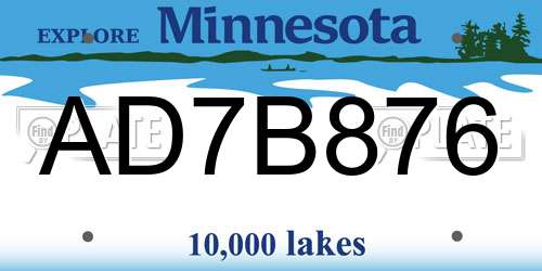 AD7B876 Minnesota License Plate