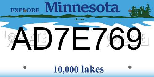 AD7E769 Minnesota License Plate