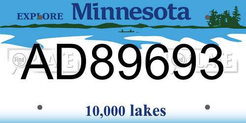 AD89693 Minnesota License Plate
