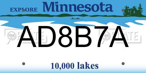 AD8B7A Minnesota License Plate