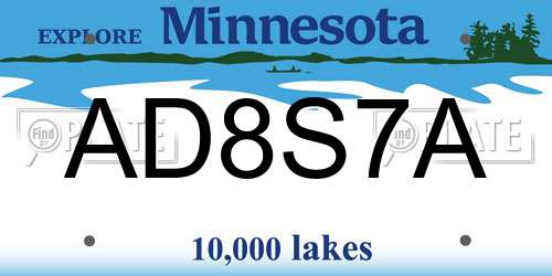 AD8S7A Minnesota License Plate