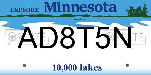 AD8T5N Minnesota License Plate