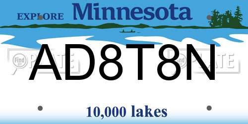 AD8T8N Minnesota License Plate