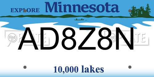 AD8Z8N Minnesota License Plate