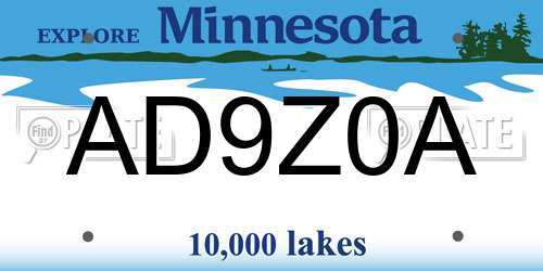 AD9Z0A Minnesota License Plate