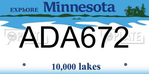 ADA672 Minnesota License Plate