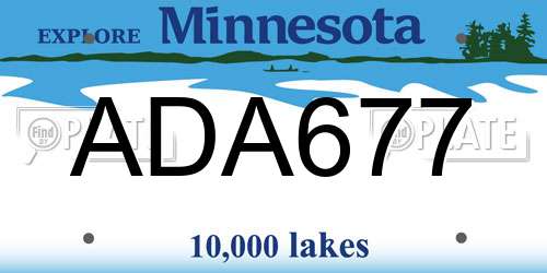 ADA677 Minnesota License Plate