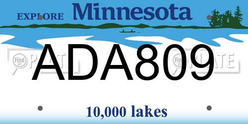 ADA809 Minnesota License Plate