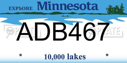 ADB467 Minnesota License Plate