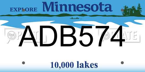 ADB574 Minnesota License Plate