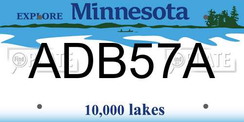 ADB57A Minnesota License Plate
