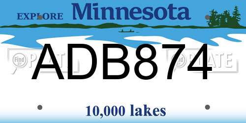 ADB874 Minnesota License Plate