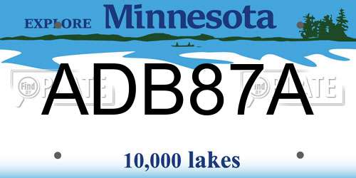 ADB87A Minnesota License Plate
