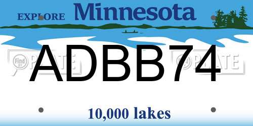 ADBB74 Minnesota License Plate
