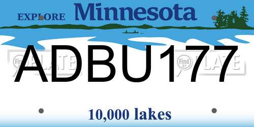 ADBU177 Minnesota License Plate