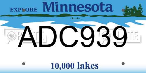 ADC939 Minnesota License Plate