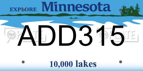 ADD315 Minnesota License Plate