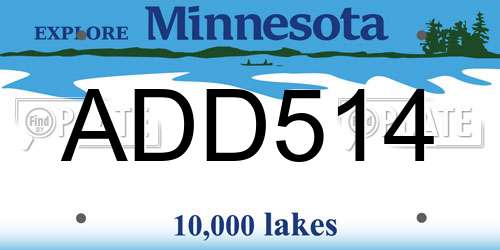 ADD514 Minnesota License Plate