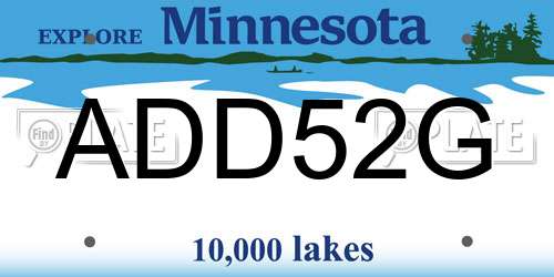 ADD52G Minnesota License Plate