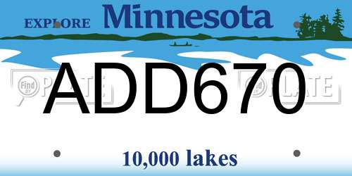 ADD670 Minnesota License Plate