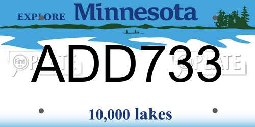 ADD733 Minnesota License Plate