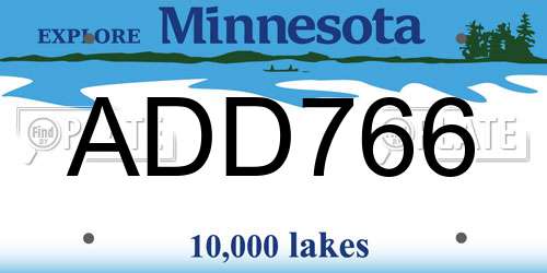 ADD766 Minnesota License Plate