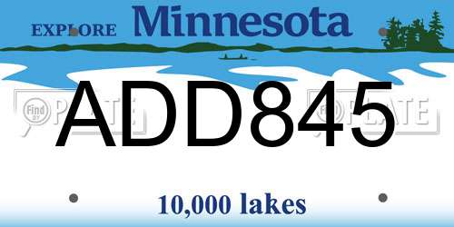 ADD845 Minnesota License Plate