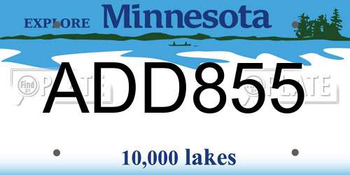 ADD855 Minnesota License Plate