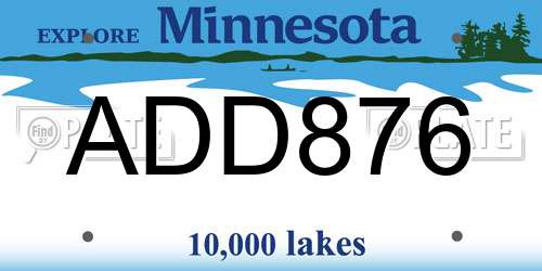 ADD876 Minnesota License Plate