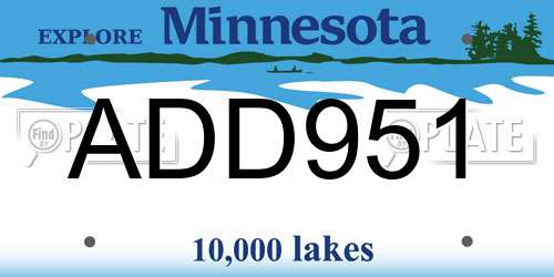 ADD951 Minnesota License Plate