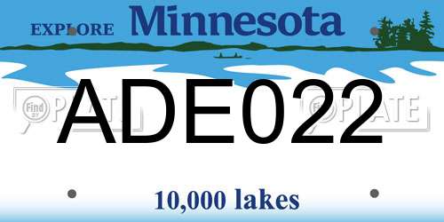 ADE022 Minnesota License Plate