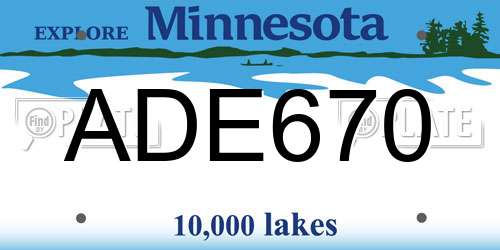 ADE670 Minnesota License Plate