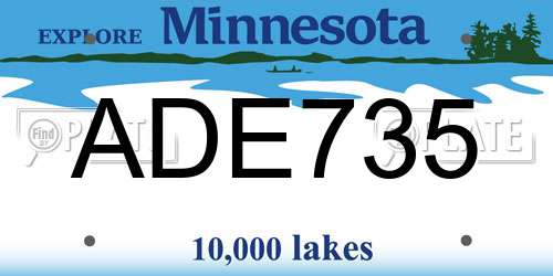 ADE735 Minnesota License Plate