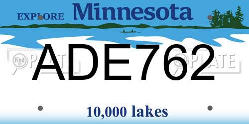 ADE762 Minnesota License Plate