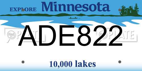 ADE822 Minnesota License Plate