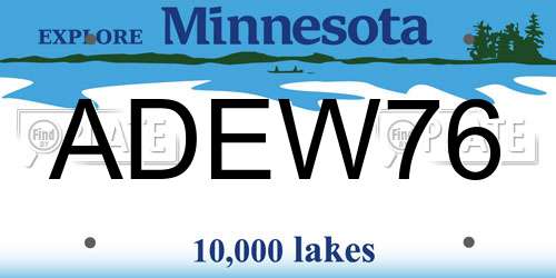 ADEW76 Minnesota License Plate