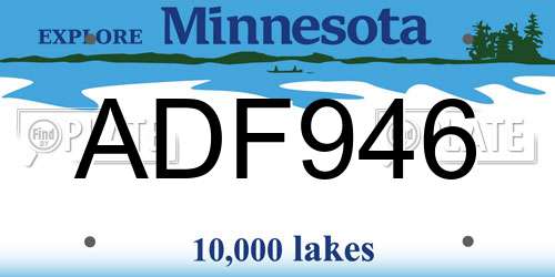 ADF946 Minnesota License Plate