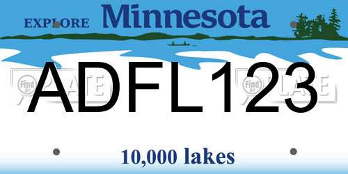 ADFL123 Minnesota License Plate