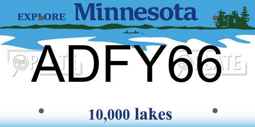 ADFY66 Minnesota License Plate