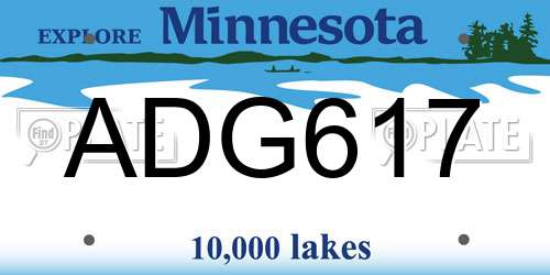 ADG617 Minnesota License Plate