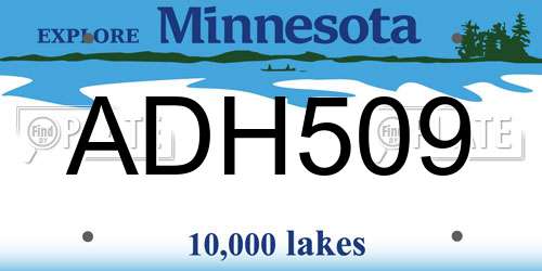 ADH509 Minnesota License Plate