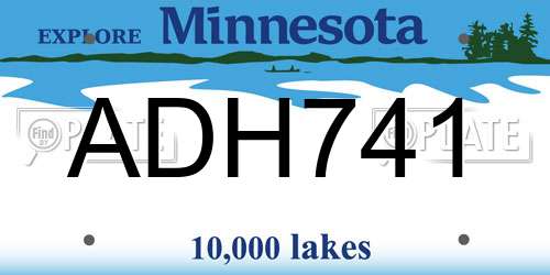 ADH741 Minnesota License Plate