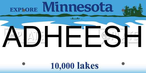 ADHEESH Minnesota License Plate