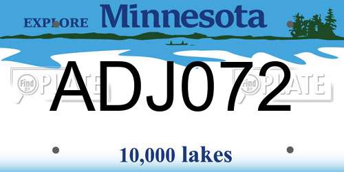 ADJ072 Minnesota License Plate