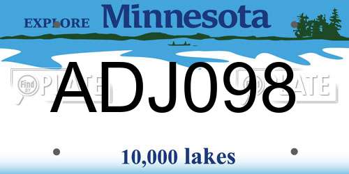 ADJ098 Minnesota License Plate