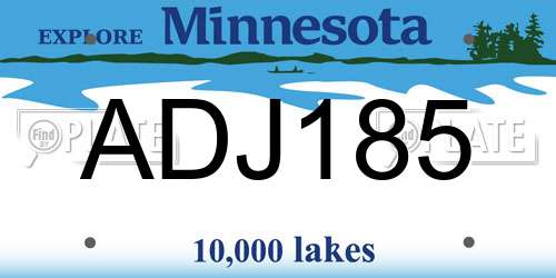 ADJ185 Minnesota License Plate