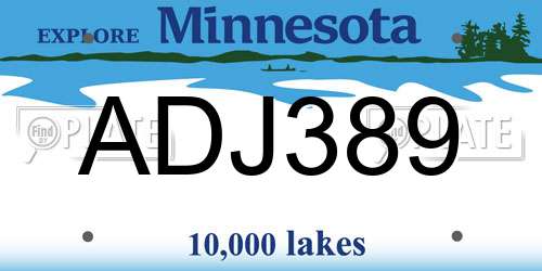 ADJ389 Minnesota License Plate