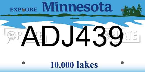 ADJ439 Minnesota License Plate